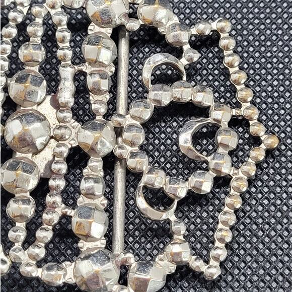 Victorian Steel Cut Crown Buckle Metal Two-Piece Hook Eye Antique Vintage Style - Picture 7 of 11